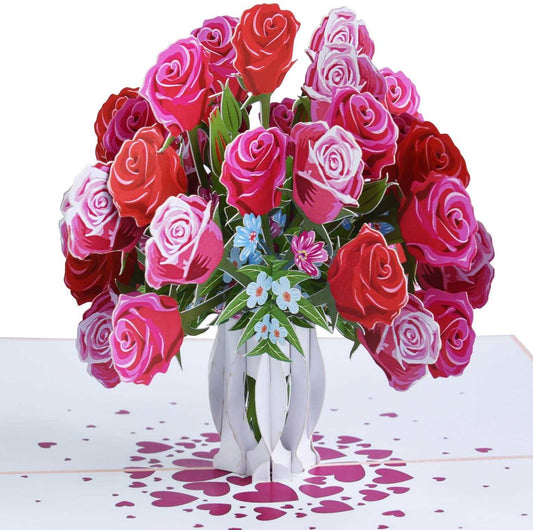 Roses in Vase Pop Up Card