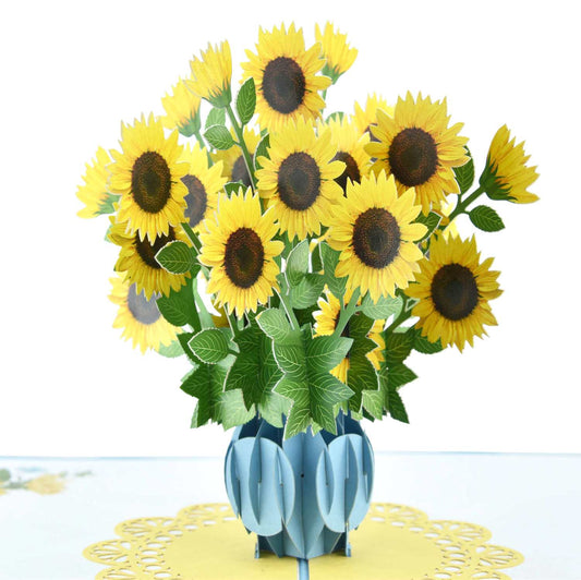 Sunflower Blue Vase Pop Up Card